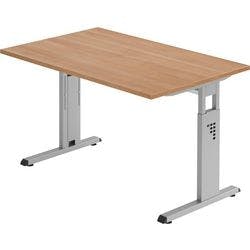 Hammerbacher Höhenverstellbarer Schreibtisch Nussbaum C-Fuß 1.200 x 800 x 850 mm Mit Aufbau Produktbild