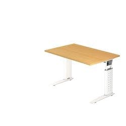 Hammerbacher Höhenverstellbarer Schreibtisch Buche Holz, Metall Weißer C-Fuß 1.200 x 800 x 680 mm Mit Aufbau Produktbild
