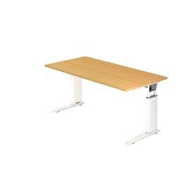 Hammerbacher Höhenverstellbarer Schreibtisch Buche Holz, Metall Weißer C-Fuß 1.600 x 800 x 680 mm Mit Aufbau Produktbild