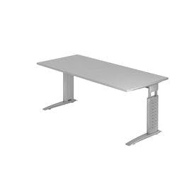 Hammerbacher Höhenverstellbar Gerader Schreibtisch Holz, Metall Silber C-Fuß 1.800 x 800 x 680 mm Produktbild