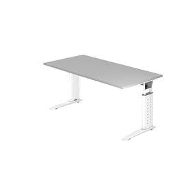 Hammerbacher Höhenverstellbar Gerader Schreibtisch Holz, Metall Weiß C-Fuß 1.600 x 800 x 680 mm Produktbild