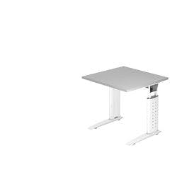 Hammerbacher Höhenverstellbar Gerader Schreibtisch Holz, Metall Weiß C-Fuß 800 x 800 x 680 mm Produktbild