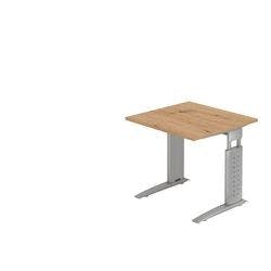 Hammerbacher Höhenverstellbar Gerader Schreibtisch Eiche Holz, Metall Silber C-Fuß 800 x 800 x 680 mm Produktbild