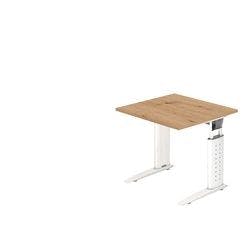 Hammerbacher Höhenverstellbar Gerader Schreibtisch Eiche Holz, Metall Weiß C-Fuß 800 x 800 x 680 mm Produktbild