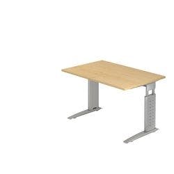 Hammerbacher Höhenverstellbarer Schreibtisch Ahornholz, Metall Silber C-Fuß 1.200 x 800 x 680 mm Mit Aufbau Produktbild