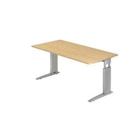 Hammerbacher Höhenverstellbarer Schreibtisch Ahornholz, Metall Silber C-Fuß 1.600 x 800 x 680 mm Mit Aufbau Produktbild