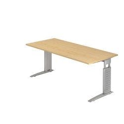 Hammerbacher Höhenverstellbar Gerader Schreibtisch Ahorn Holz, Metall Silber C-Fuß 1.800 x 800 x 680 mm Produktbild