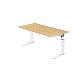 Hammerbacher Höhenverstellbarer Schreibtisch Ahornholz, Metall Weiß C-Fuß 1.600 x 800 x 680 mm Mit Aufbau Produktbild