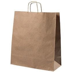 Papiertüte Gewundener Griff 400 x 160 x 450 mm 28,8 L Braun 150 Stück Produktbild
