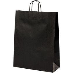 Papiertüte Gewundener Griff 320 x 120 x 410 mm 15,7 L Schwarz 200 Stück Produktbild