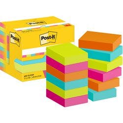 Post-it Sticky Notes Haftnotizen 653-12-POP 38 x 51 mm 100 Blatt pro Block Blau, Grün, Orange, Rosa 12 Stück Produktbild