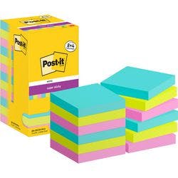 Post-it Super Sticky Notes Haftnotizen 76 x 76 mm Cosmic Collection Farbig Sortiert 90 Blatt  Vorteilspack 8 + 4 Gratis Produktbild