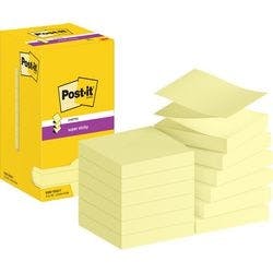 Post-it Super Sticky Z-Notes Haftnotizen R330-12SSCY 76 x 76 mm 90 Blatt pro Block Gelb 12 Stück Produktbild
