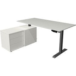 Kerkmann Move 1 Elektrisch Höhenverstellbar Sitz-Stehschreibtisch Rechteckig Hellgrau T-Fuß 3 Schübe 1.650 (B) x 1.350 (T) x 1.230 (H) mm Melamin, Stahl Produktbild