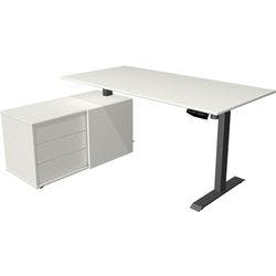 Kerkmann Move 1 Elektrisch Höhenverstellbar Sitz-Stehschreibtisch Rechteckig Weiß T-Fuß 3 Schübe 1.650 (B) x 1.350 (T) x 1.230 (H) mm Melamin, Stahl Produktbild