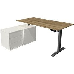 Kerkmann Move 1 Elektrisch Höhenverstellbar Sitz-Stehschreibtisch Rechteckig T-Fuß 3 Schübe 1.650 (B) x 1.350 (T) x 1.230 (H) mm Melamin, Stahl Produktbild