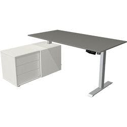 Kerkmann Move 1 Elektrisch Höhenverstellbar Sitz-Stehschreibtisch Rechteckig Graphit T-Fuß 3 Schübe 1.650 (B) x 1.350 (T) x 1.230 (H) mm Melamin, Stahl Produktbild