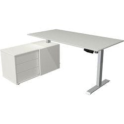 Kerkmann Move 1 Elektrisch Höhenverstellbar Sitz-Stehschreibtisch Rechteckig Hellgrau T-Fuß 3 Schübe 1.650 (B) x 1.350 (T) x 1.230 (H) mm Melamin, Stahl Produktbild