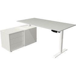 Kerkmann Move 1 Elektrisch Höhenverstellbar Sitz-Stehschreibtisch Rechteckig Hellgrau T-Fuß 3 Schübe 1.650 (B) x 1.350 (T) x 1.230 (H) mm Melamin, Stahl Produktbild