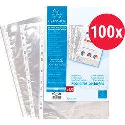 Exacompta Klarsichthüllen DIN A4 Glasklar Transparent 0,06 mm PP (Polypropylen) Oben 5200E 100 Stück Produktbild