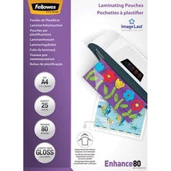 Fellowes ImageLast Laminierfolien DIN A4 Hochglanz 80 Mikron Transparent 25 Stück Produktbild