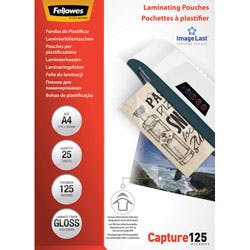Fellowes ImageLast Laminierfolien DIN A4 Hochglanz 125 Mikron Transparent 25 Stück Produktbild