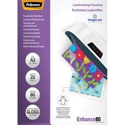 Fellowes ImageLast Laminierfolien DIN A3 Hochglanz 80 Mikron Transparent 25 Stück Produktbild
