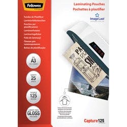 Fellowes ImageLast Laminierfolien DIN A3 Hochglanz 125 Mikron Transparent 25 Stück Produktbild
