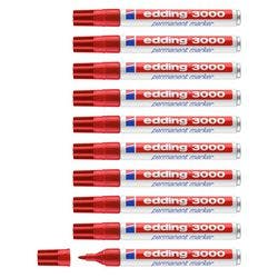 edding 3000 Permanentmarker Mittel Rundspitze 3 mm Rot Nachfüllbar Wasserbeständig 10 Stück Produktbild