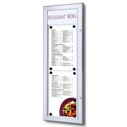 SHOWDOWN Menütafel Magnetisch A4 Wandmontage mit Schrauben Abschließbar 29 (B) x 77,9 (H) cm Silber Produktbild