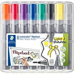 STAEDTLER Lumocolor Flipchart-Marker Extra Breit Keilspitze 5 mm Farbig sortiert Nachfüllbar 8 Stück Produktbild