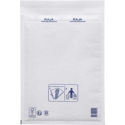RAJA Luftpolster-Luftpolster-Versandtaschen Weiß Ohne Fenster 240 (B) x 330 (H) mm Abziehstreifen 75 g/m² Recycelt 95% 100 Stück Produktbild