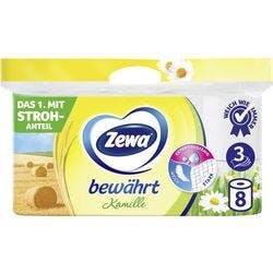 Zewa Bewährt Toilettenpapier 3-lagig Kamille Weiß 8 Rollen à 150 Blatt Produktbild