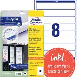 AVERY Zweckform L6060REV-20 Ordneretiketten DIN A4 Weiß 34 x 192 mm 30 Blatt à 8 Etiketten Produktbild