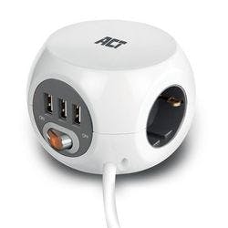 ACT USB-Multiport-Hub AC2410 Weiß 3000 mm 230 V 3 Buchsen Produktbild