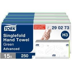 Tork Falthandtücher V-falz Grün 2-lagig 290273 15 Stück à 250 Blatt Produktbild