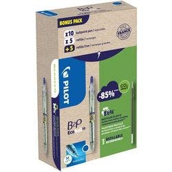 Pilot B2P Ecoball Kugelschreiber Mittel 0.4 mm Recycelt 86% mit 10 Stiften und 10 Minen Produktbild