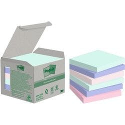 Post-it Recycelte Haftnotizen Sortiert Pastell 76 x 76 mm 100 Blatt 6 Stück Produktbild