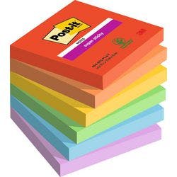 Post-it Super Haftnotizen Playful Farbe Sammlung 76 mm x 76 mm 90 Blatt 6 Stück Produktbild