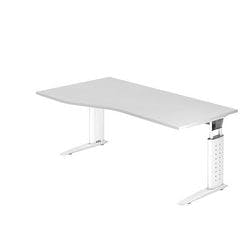 Hammerbacher Höhenverstellbar Schreibtisch Freiform Holz, Metall Weiß C-Fuß 1.800 x 800 x 680 mm Produktbild
