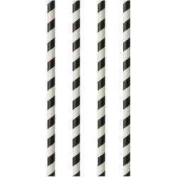 PAPSTAR Trinkhalme Papier Schwarz Weiß 0,6 x 20cm 100 Stück Produktbild