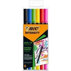 BIC 2 in 1 Filzstifte 0,7 - 0,9 mm Fein Farbig sortiert Intensity Dual Tip 6 Stück Produktbild