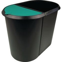 helit Papierkorb 20L + 9 L x 44 x 34,8 cm Grün, Schwarz Produktbild