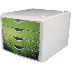 helit Schubladenbox mit 4 Schubladen Weiß, Grün 26,2 cm Produktbild