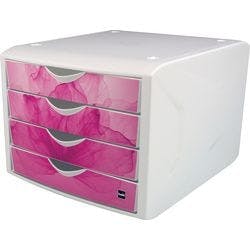 helit Schubladenbox mit 4 Schubladen Weiß, Rosa 26,2 cm Produktbild