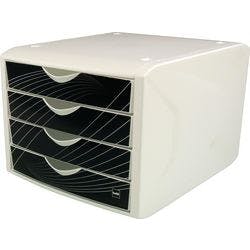 helit Schubladenbox mit 4 Schubladen Kunststoff Weiß , Schwarz 26.2 x 33 x 21.2 cm Produktbild