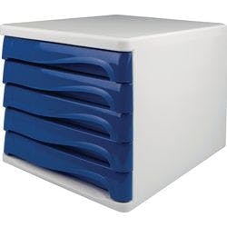 helit Schubladenbox Blau, Weiß 5 Schübe 26,8 cm 4 Stück Produktbild