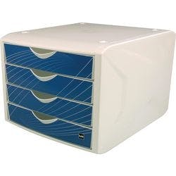 helit Schubladenbox mit 4 Schubladen Weiß, Blau 26,2 cm Produktbild