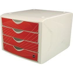 helit Schubladenbox mit 4 Schubladen Weiß, Rot 26,2 cm Produktbild