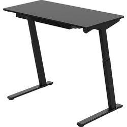 euroseats Sitz-Stehschreibtisch Rechteckig Schwarz C-Fuß 1 Schub 2 Schreibtischcontainer 1.200 (B) x 600 (T) x 1.220 (H) mm Metall Produktbild